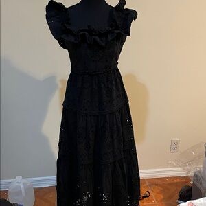 Zara Black Ruffled Maxi Dress